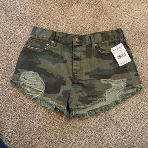 Free People Camo Combo shorts size 27 NWT